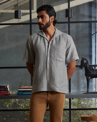 Light Grey Cooper Collar Double Cloth Shirt