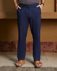 Seascape Linen Relaxed Pants - Navy