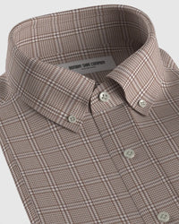 Easy-Care Twill Checked Shirt - Brown
