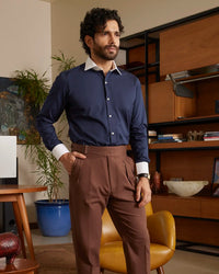 Navy Poplin Banker Shirt