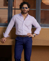 Giza Cotton Lavender Twill Striped Shirt