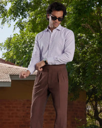 Giza Cotton Grey & Black Twill Checked Shirt