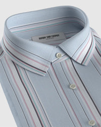 Cotton Dobby Striped Shirt - Blue