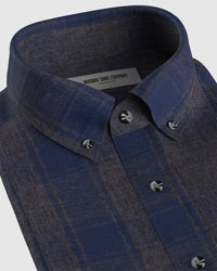 Japanese Flannel Checked Shirt - Navy & Grey
