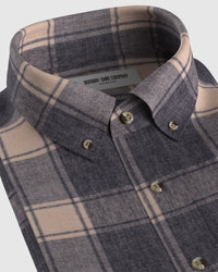 Japanese Flannel Checked Shirt - Grey & Ecru