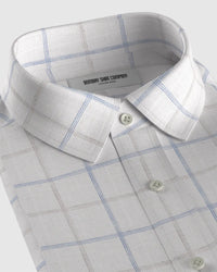 100% Linen Checked Shirt - Blue & White