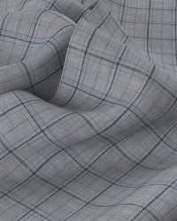 100% Linen Checked Shirt - Grey