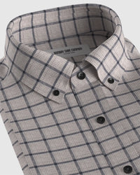100% Linen Checked Shirt - Beige & Black