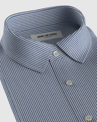 Giza Cotton Striped Shirt - Blue & White