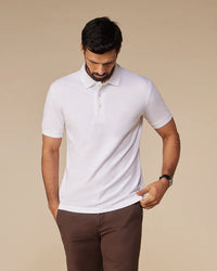 Signature Classic Button Polo T-Shirt - White