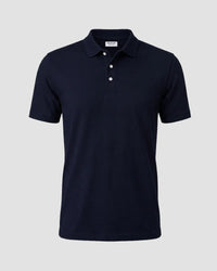 Signature Classic Button Polo T-Shirt- Navy