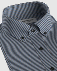 Stretch Twill Checked Shirt - Navy & Yellow