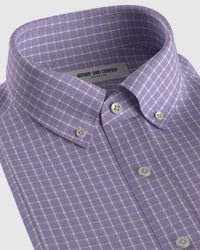 Easy-Care Lyocell Dobby Checked Shirt - Purple