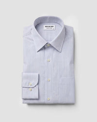 Giza Cotton Light Blue Twill Striped Shirt