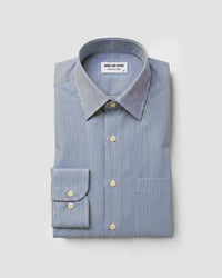 Giza Cotton Navy Twill Striped Shirt