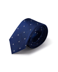 Prestige 100% Silk Motif Embroidered Tie - Navy