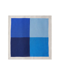 100% Silk Colourblocked Printed Pocket Square - Blue
