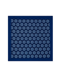100% Silk Floral Printed Pocket Square - Dark Blue