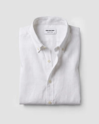 White Blended Linen Soft Washed Shirt