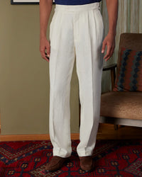 Ivoro 100% Linen Relaxed Neapolitan Pants - Ecru