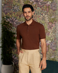 Signature Classic Button Polo - Chocolate Brown