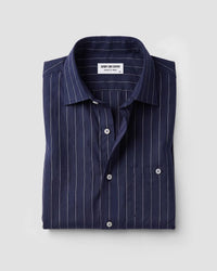 Navy Blue & White Striped Shirt
