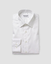 White Textured Twill Shirt