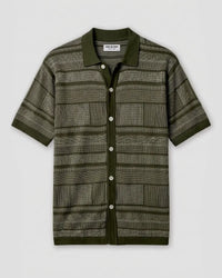 Olive Abstract Flat Knit Shirt