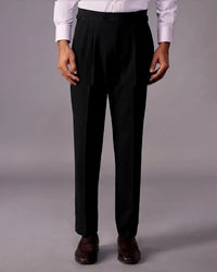Trevano 4-Way Stretch Relaxed Neapolitan Dress Pants – Jet Black
