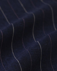 100% Linen Striped Shirt - Navy