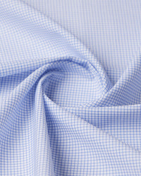 Cotton Twill Micro-Checked Shirt - Blue