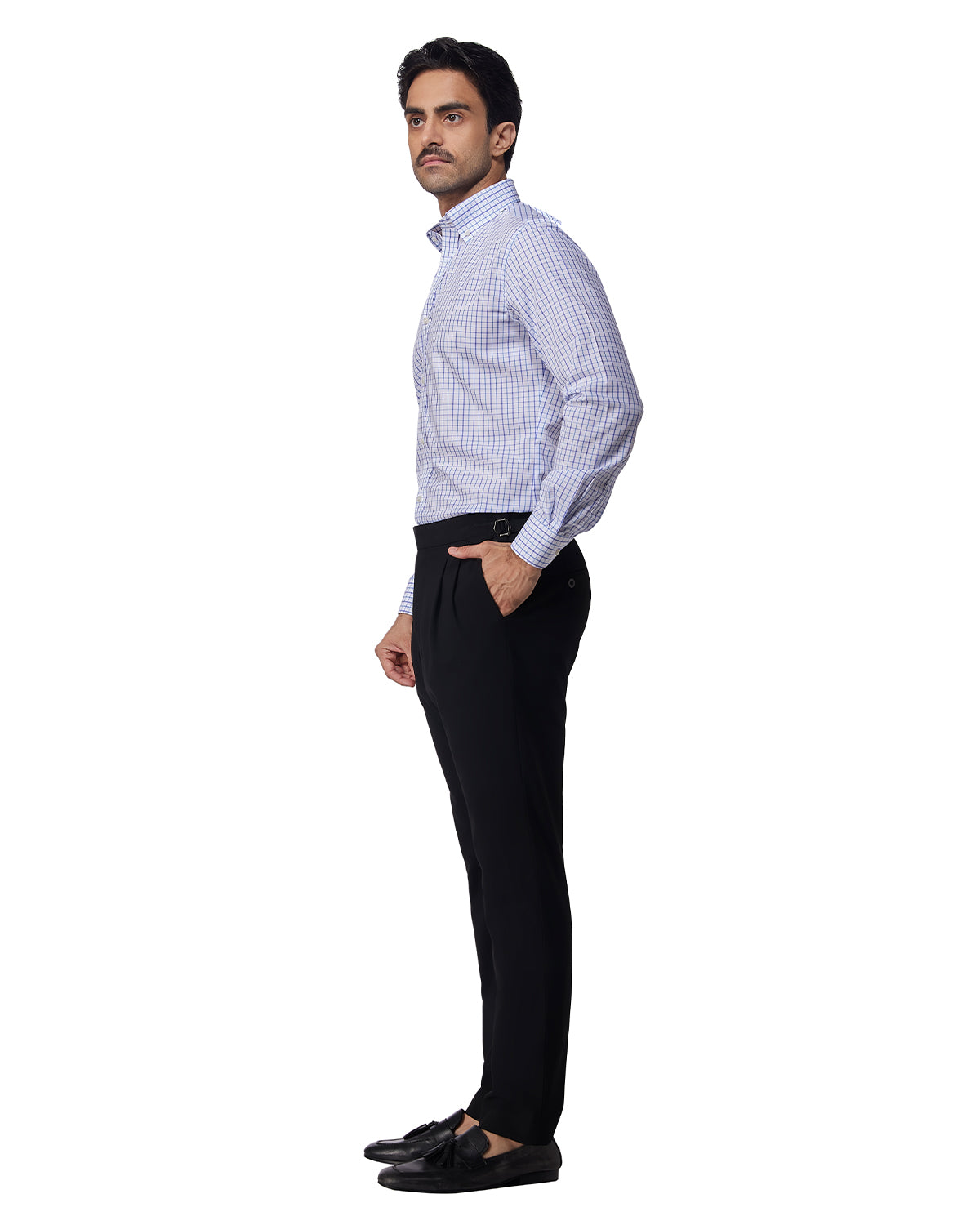 Easy-Care Cotton Checked Shirt - Blue & Purple