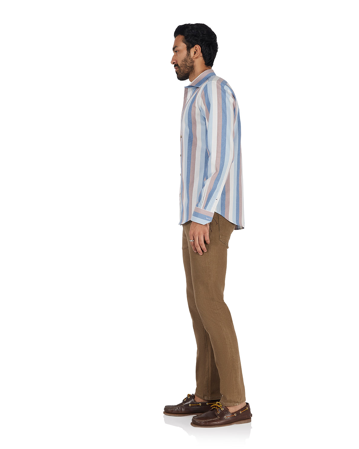 Corduroy Striped Shirt - Pink & Blue