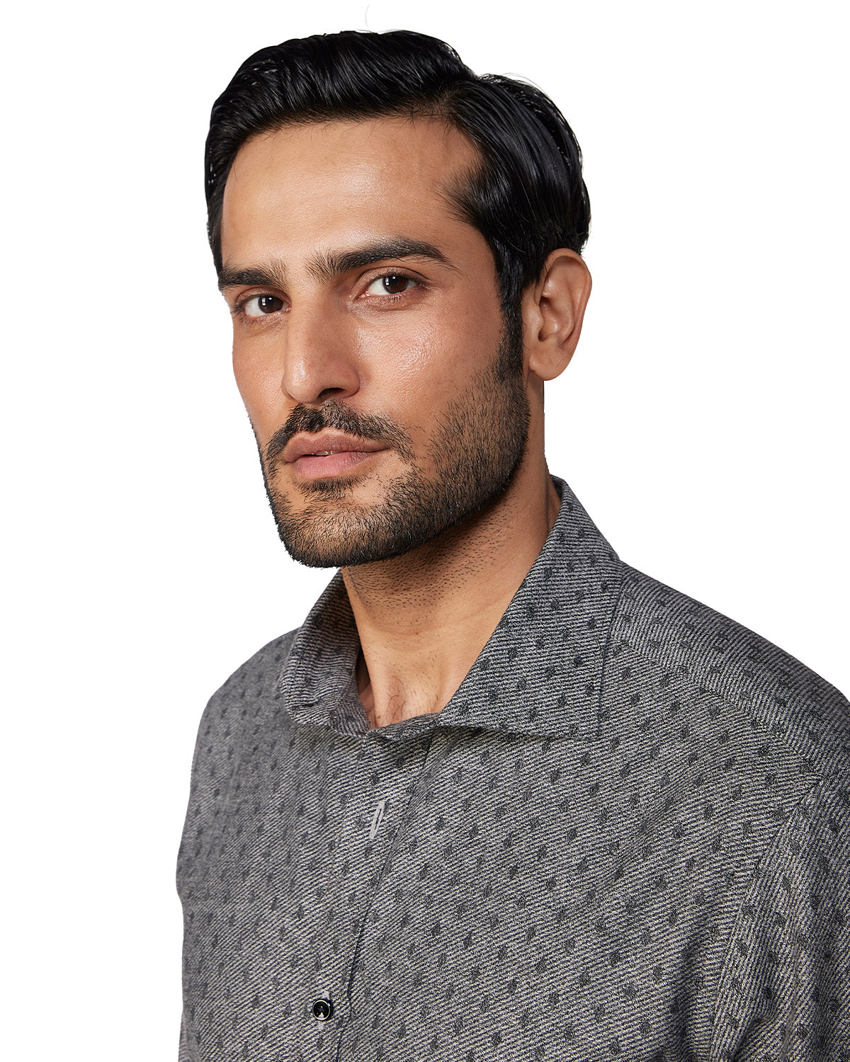 Brushed Diamond Dobby Shirt - Grey