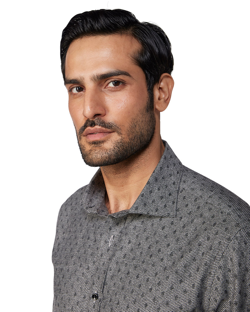 Brushed Diamond Dobby Shirt - Grey