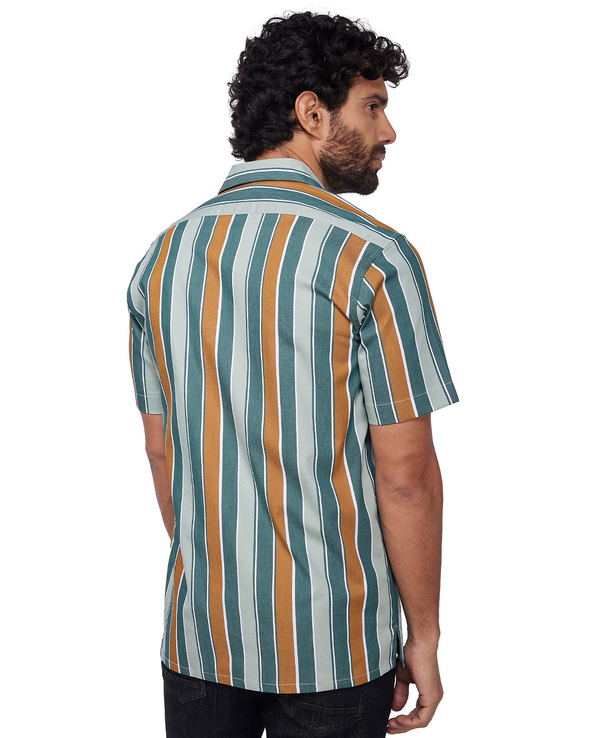 Twill Striped Shirt - Green & Ochre