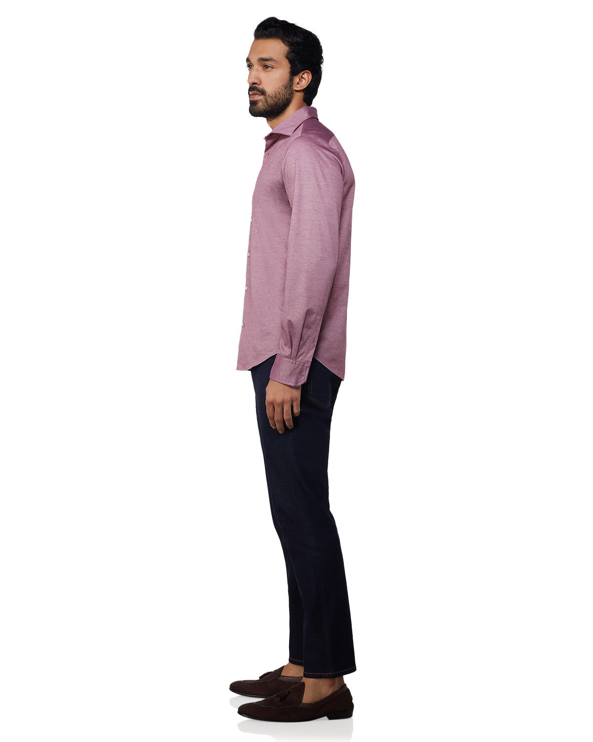 Stretch Cotton Knit Shirt - Maroon