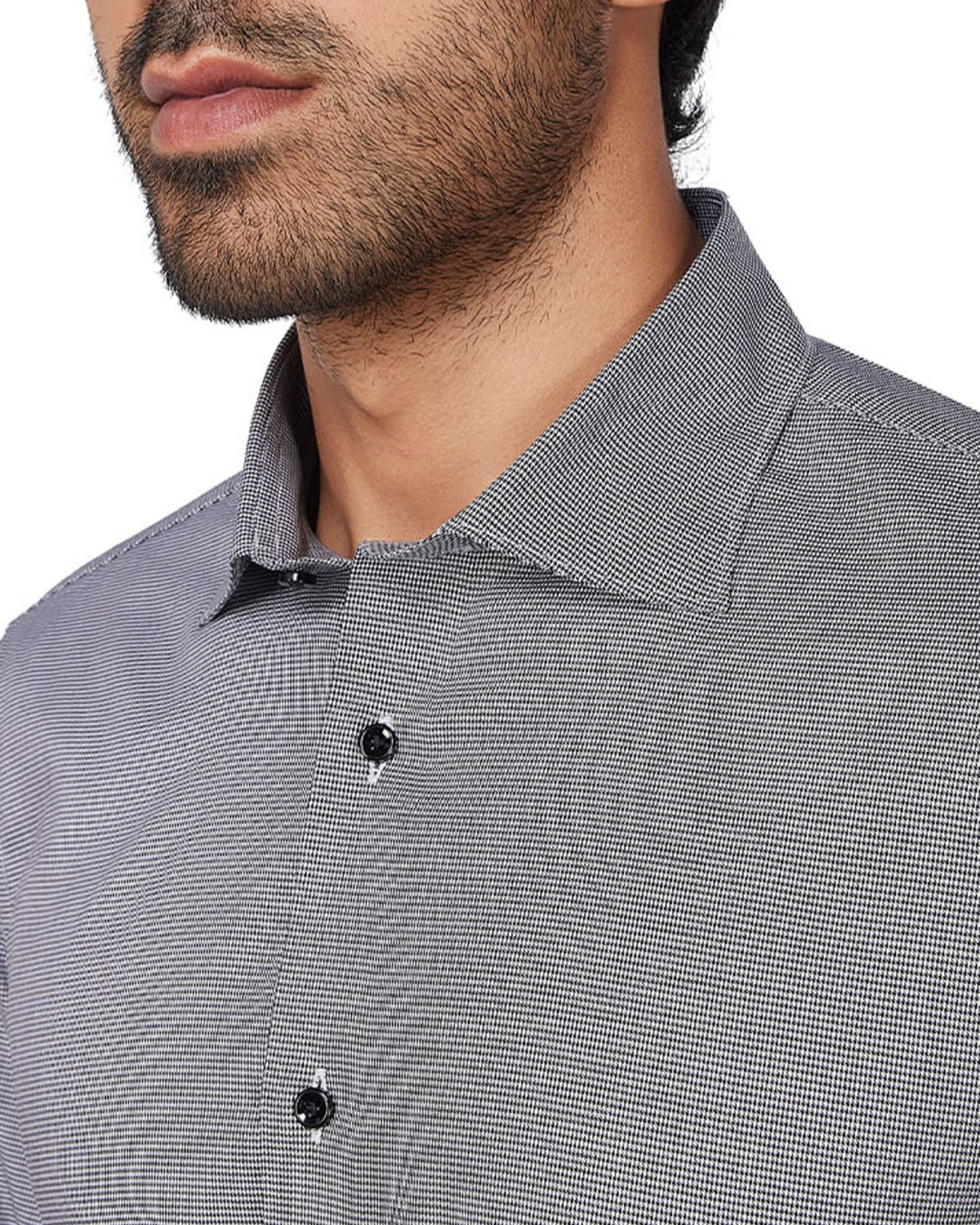 Cotton Houndstooth Shirt - Black & White
