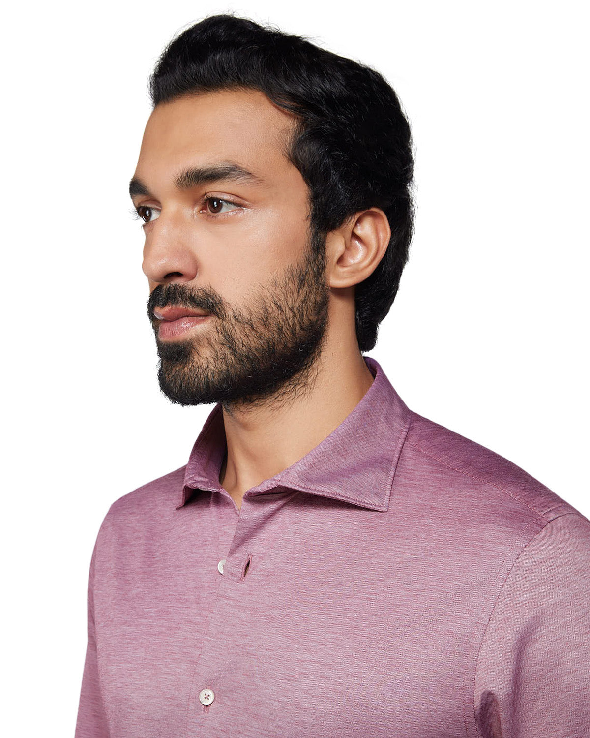 Stretch Cotton Knit Shirt - Maroon