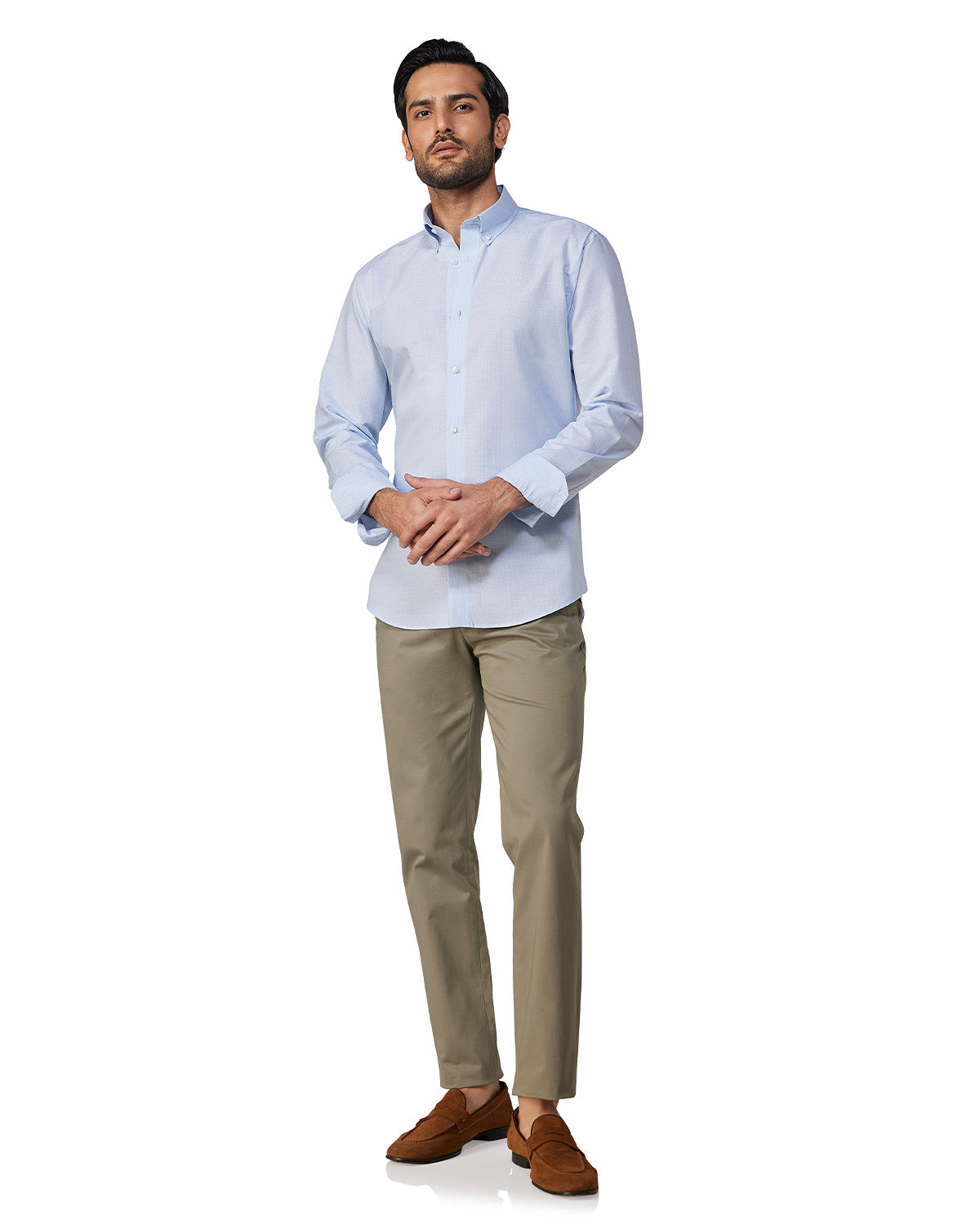 Slubby Cotton Linen Striped Shirt - Blue