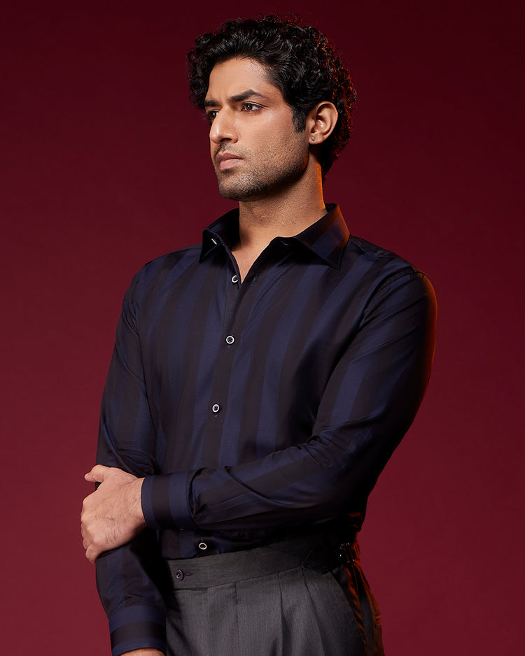 Nightshade Striped Dobby Shirt - Black