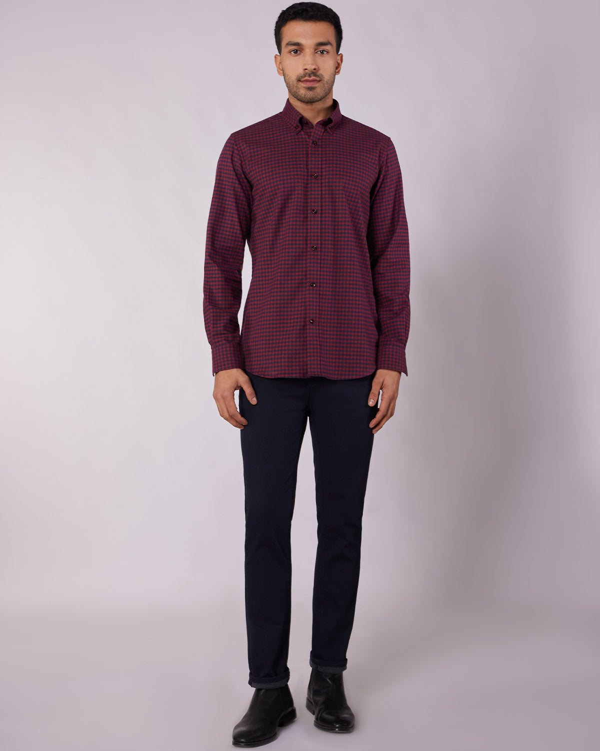 Claret Eclipse Brushed Checked Shirt