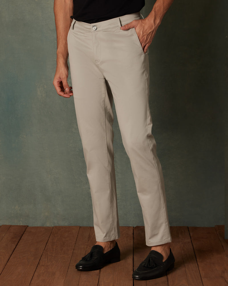 Buy Charcoal Grey Slim Stretch Chino Trousers from Next India