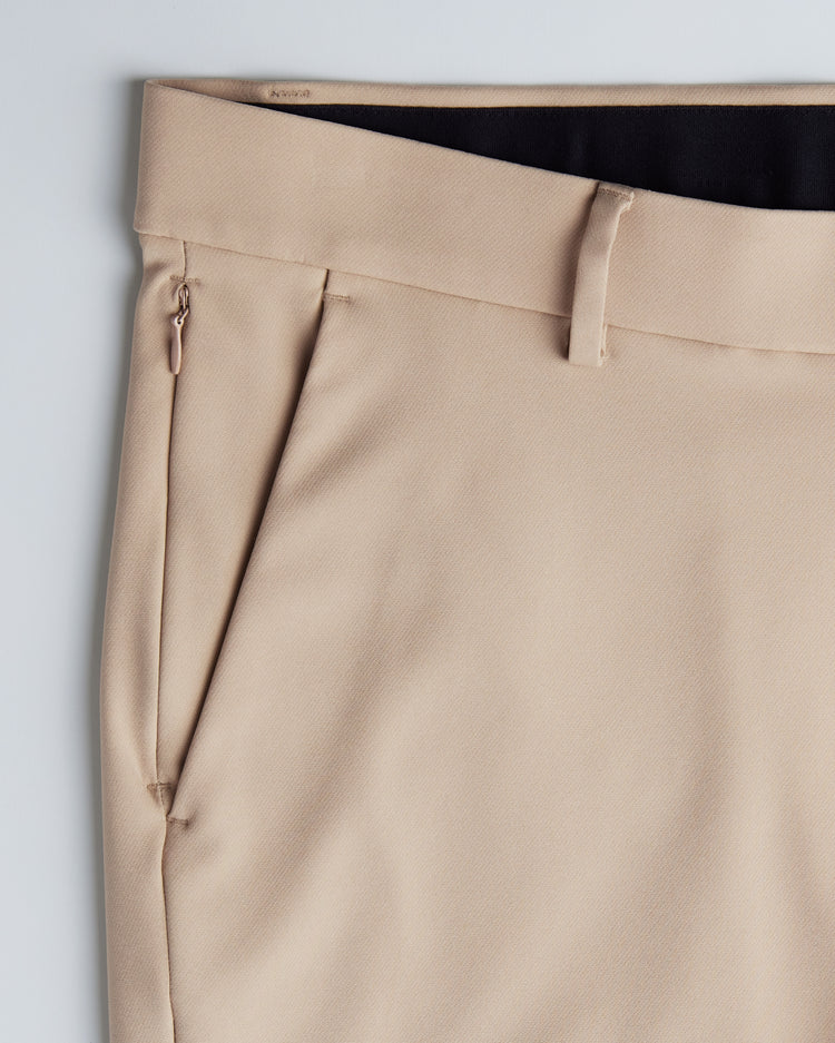 Tailored 4-Way Stretch Nylon Smart Pants - Beige