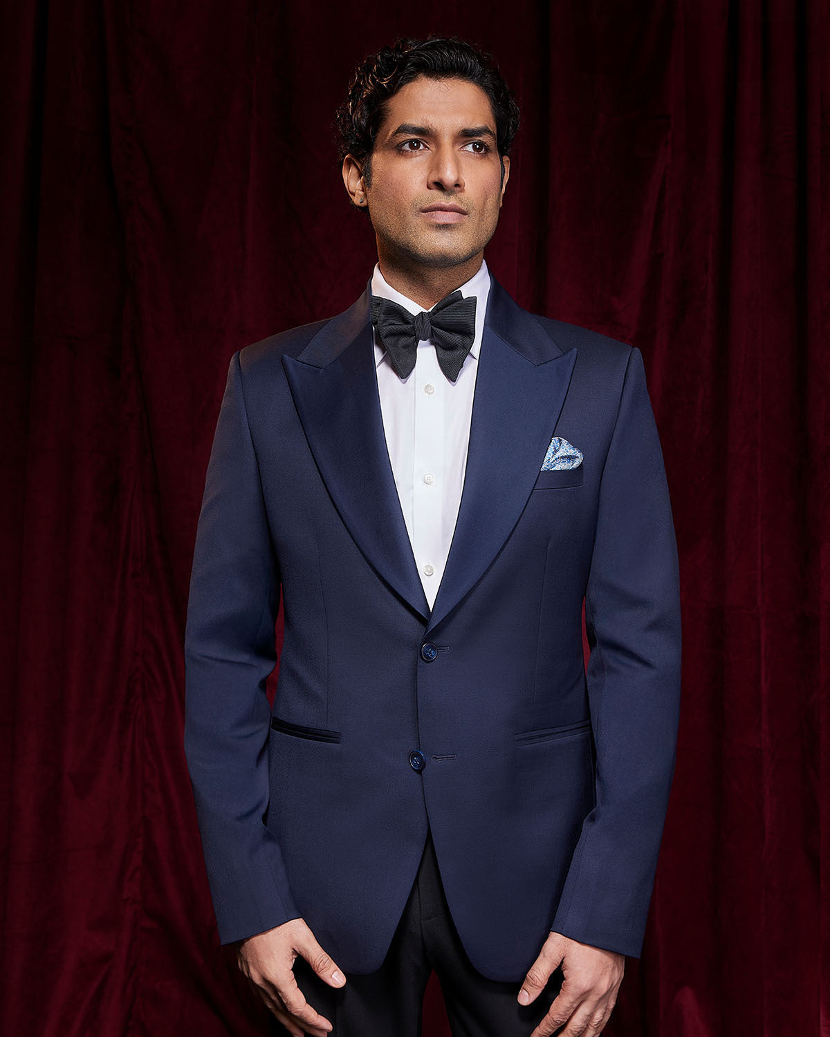 BSC x ALB | Crescendo Stretch Blended Wool Peak Lapel Blazer - Navy