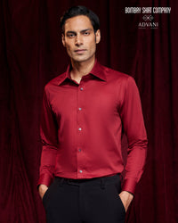 BSC x ALB | Grand Collar Satin Shirt - Red