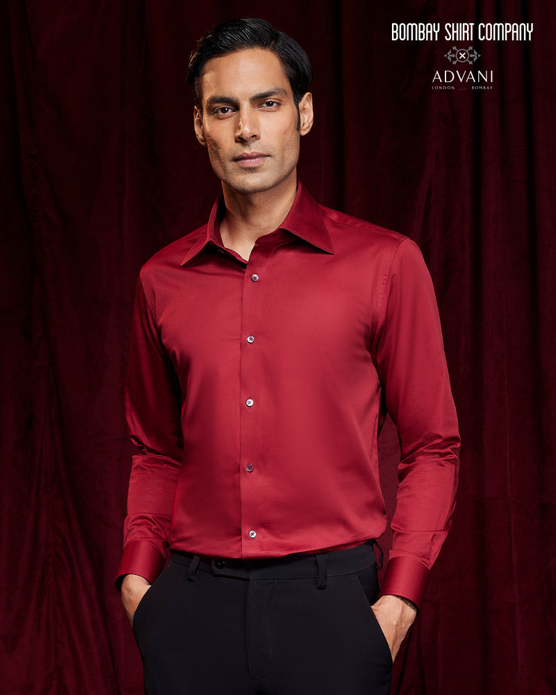 BSC x ALB | Grand Collar Satin Shirt - Red