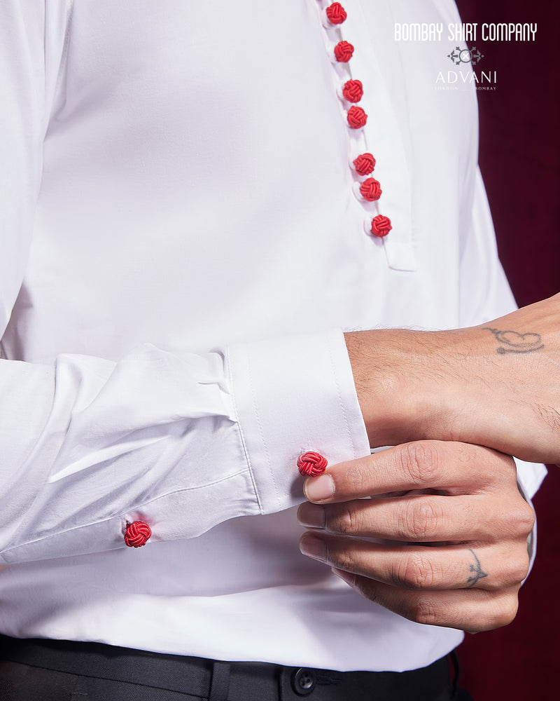 BSC x ALB | Crimson Accent Popover Shirt - White