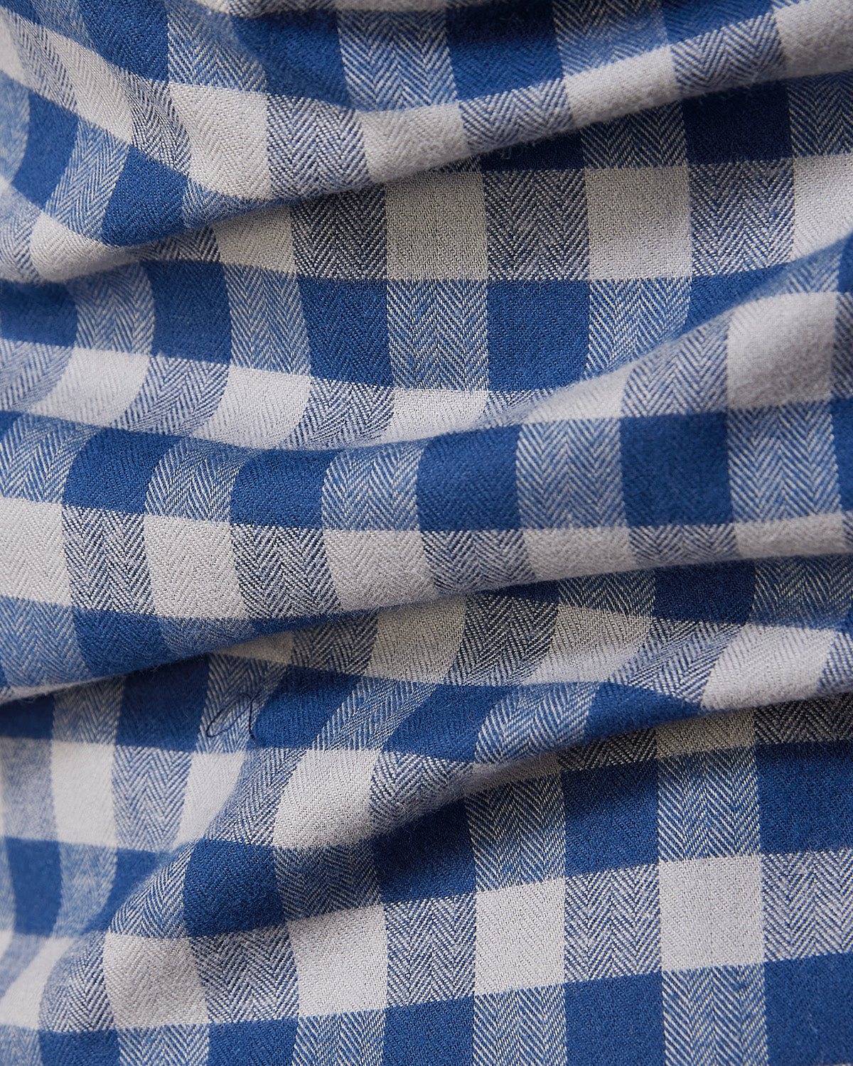 Brushed Herringbone Checked Shirt - Navy & Grey