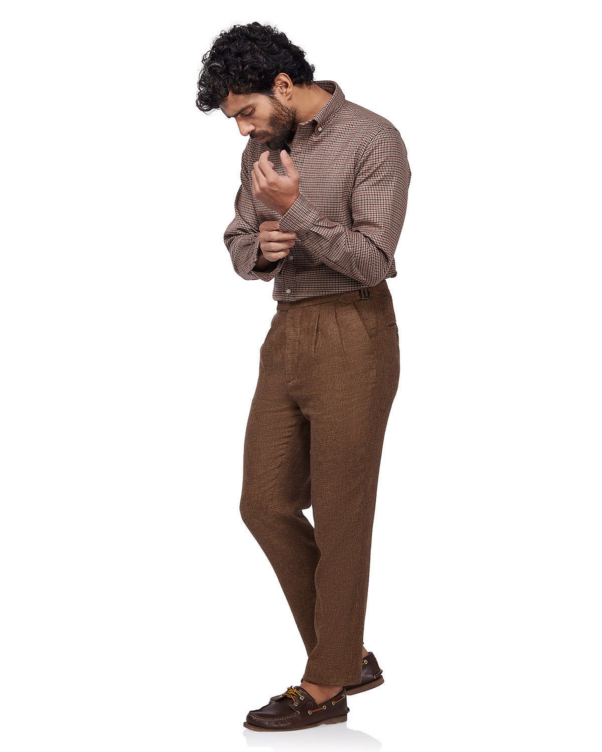 Japanese Blended Wool Stretch Flannel Shirt - Brown & Brick
